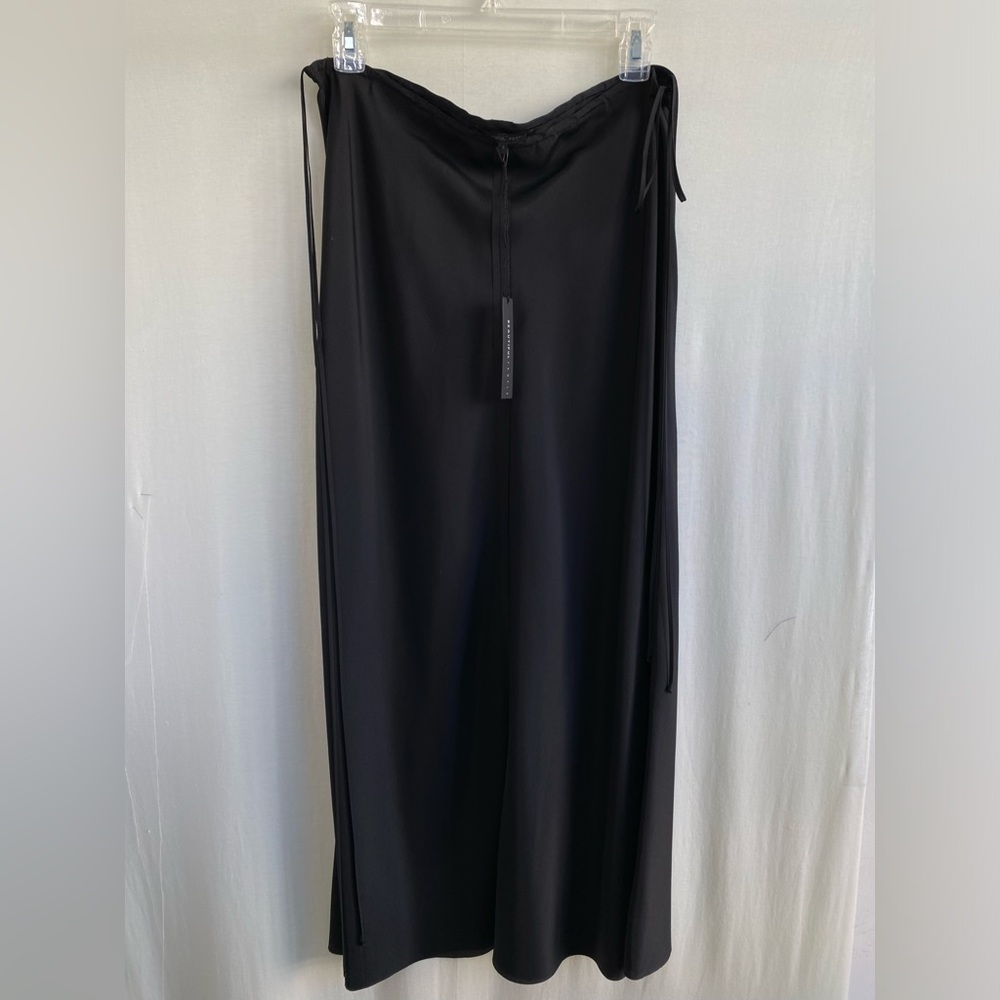 Natural silk midi wrap skirt with laces on a side